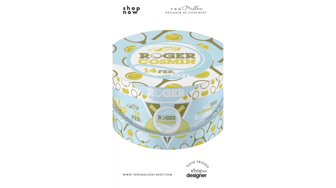 Cutie rotunda trusou botez sport inspirata din tenis 2